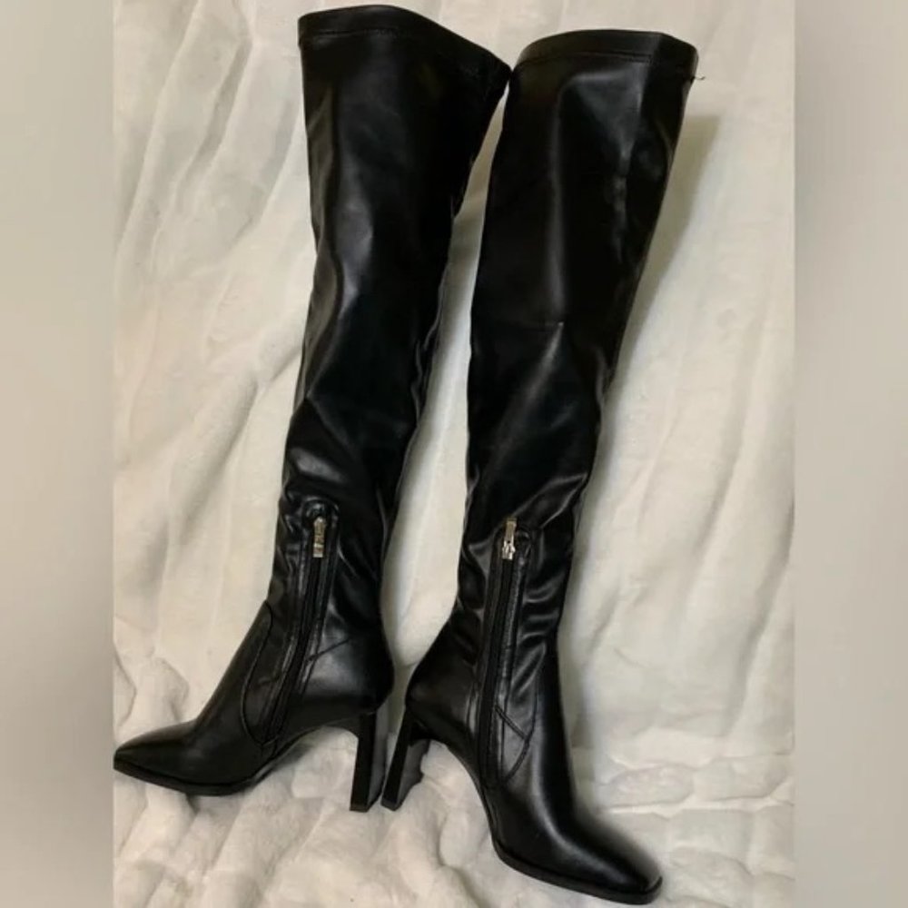 Iliad Knee High Faux Leather Boots in Black NWOT